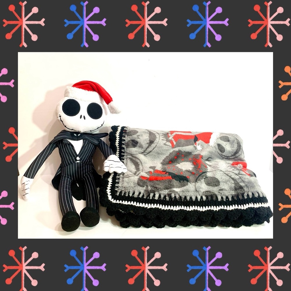 The Nightmare Before Christmas Jack Skeleton Crochet Toddler Youth Blanket Set
